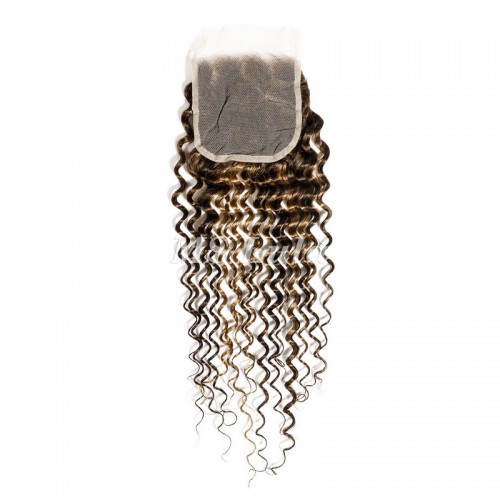 Deep Wave #4/27 Highlight Virgin Human Hair 4x4 13x4 Transparent Lace Closure/Frontal | Human Hair Wig | Lace Front